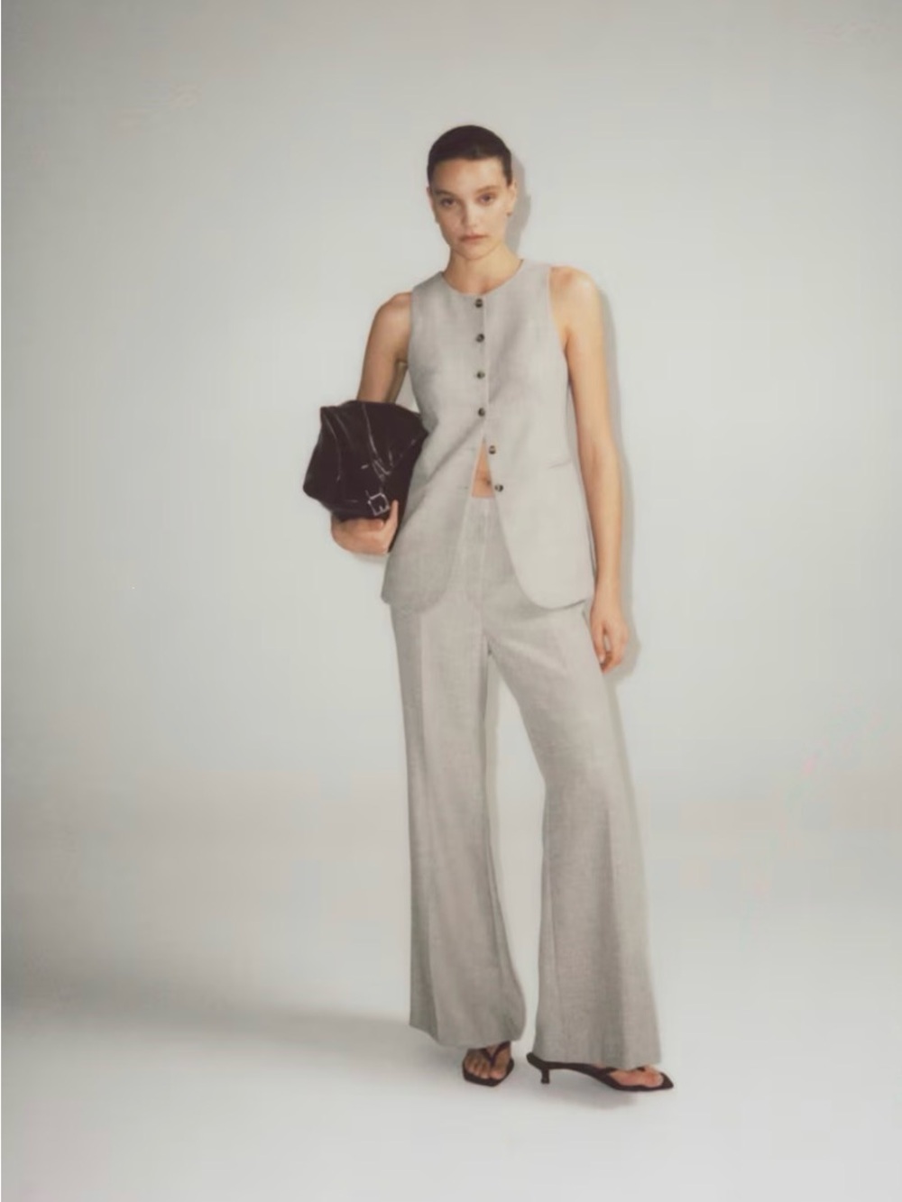 H&M Long Vest Linen Blend